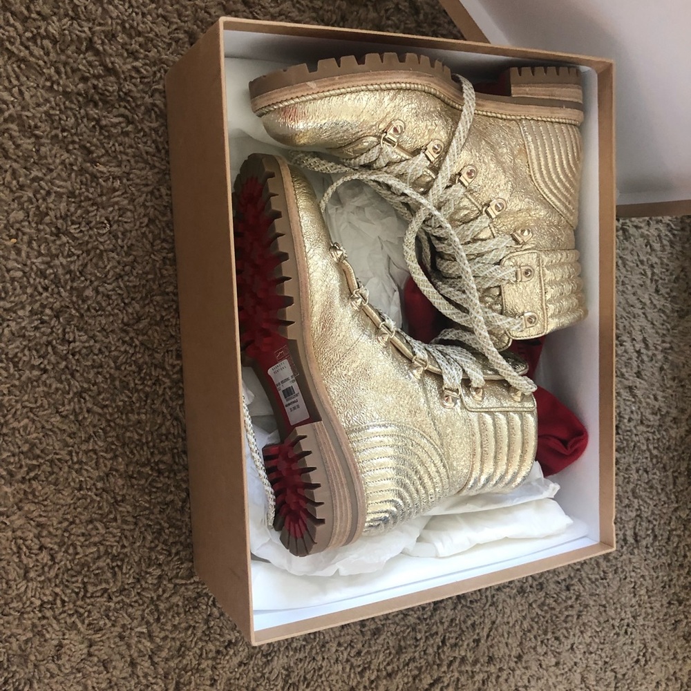 Size 37 Christian louboutin gold boots